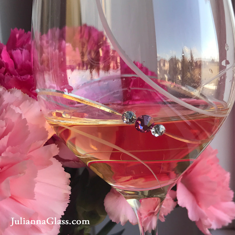 Pink Ribbon Red Wine Glasses - Set of 2 in gift box – Julianna Glass